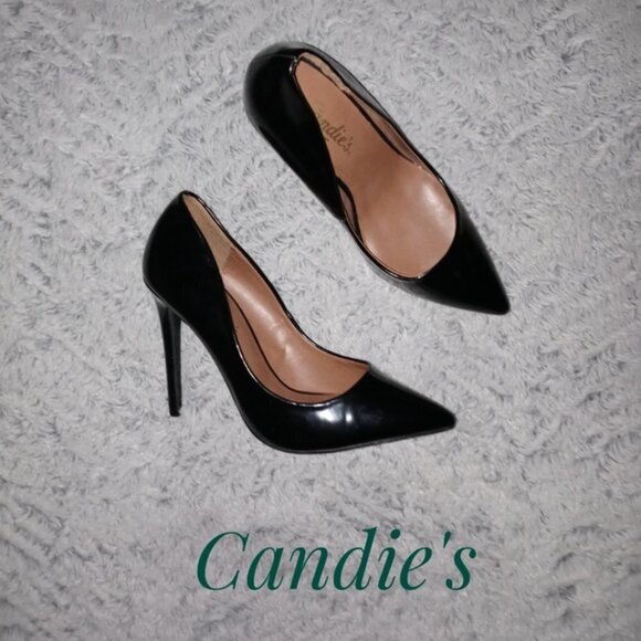 Candie's  Black Court shoes 6  shiny patent Casonic Black - Picture 2 of 7